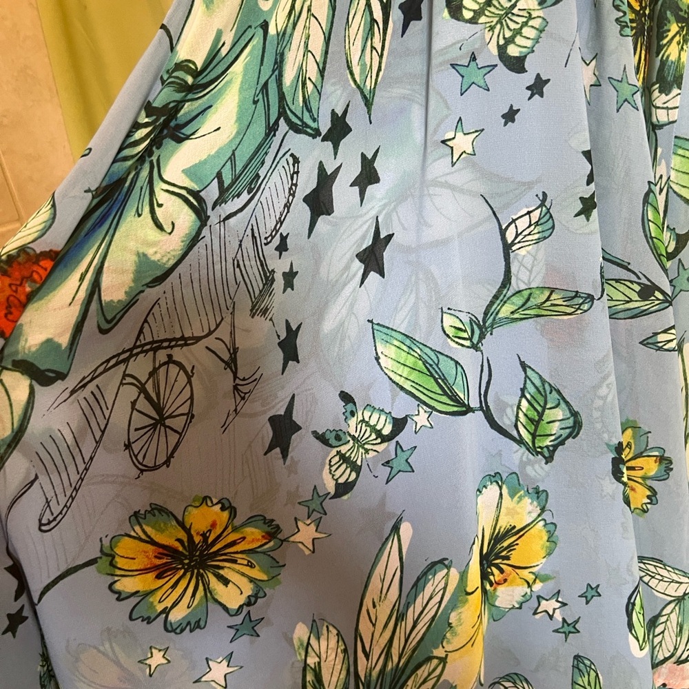 DKNY Blue Floral cottage core Maxi Dress - Picture 5 of 14